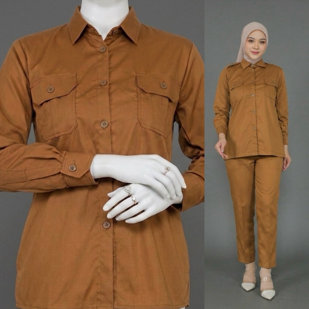 Baju Pemda Wanita PNS Terbaru Model Setelan Saku Dada