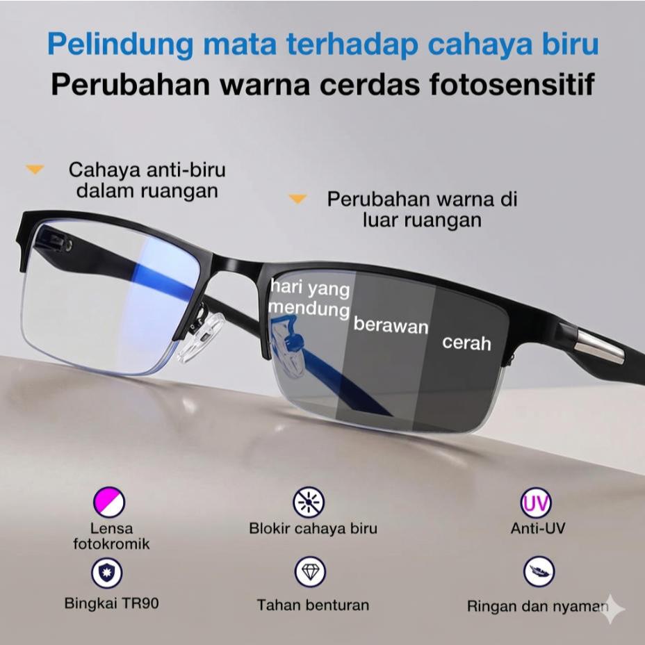 [ Garansi 1 tahun ] GL Kacamata Baca Plus 100 150 200 300 Pria Wanita Anti Radiasi Baca Progresif Ka