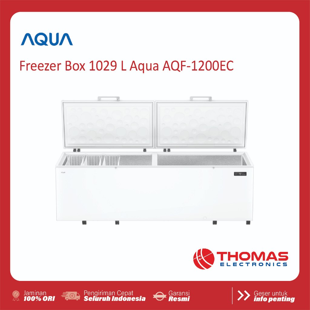 Chest Freezer Box 1029 Liter Aqua AQF1200EC 1200EC AQF 1200 EC Fast Freeze Function Anti Bacterial G