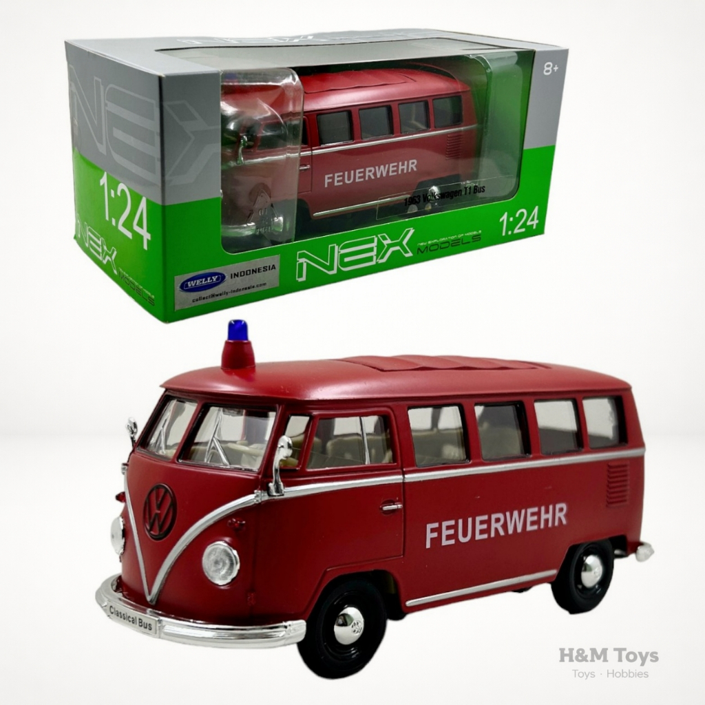 Welly NEX 1963 Volkswagen T1 Bus 1:24 - FEUERWEHR - Diecast VW Bus Welly