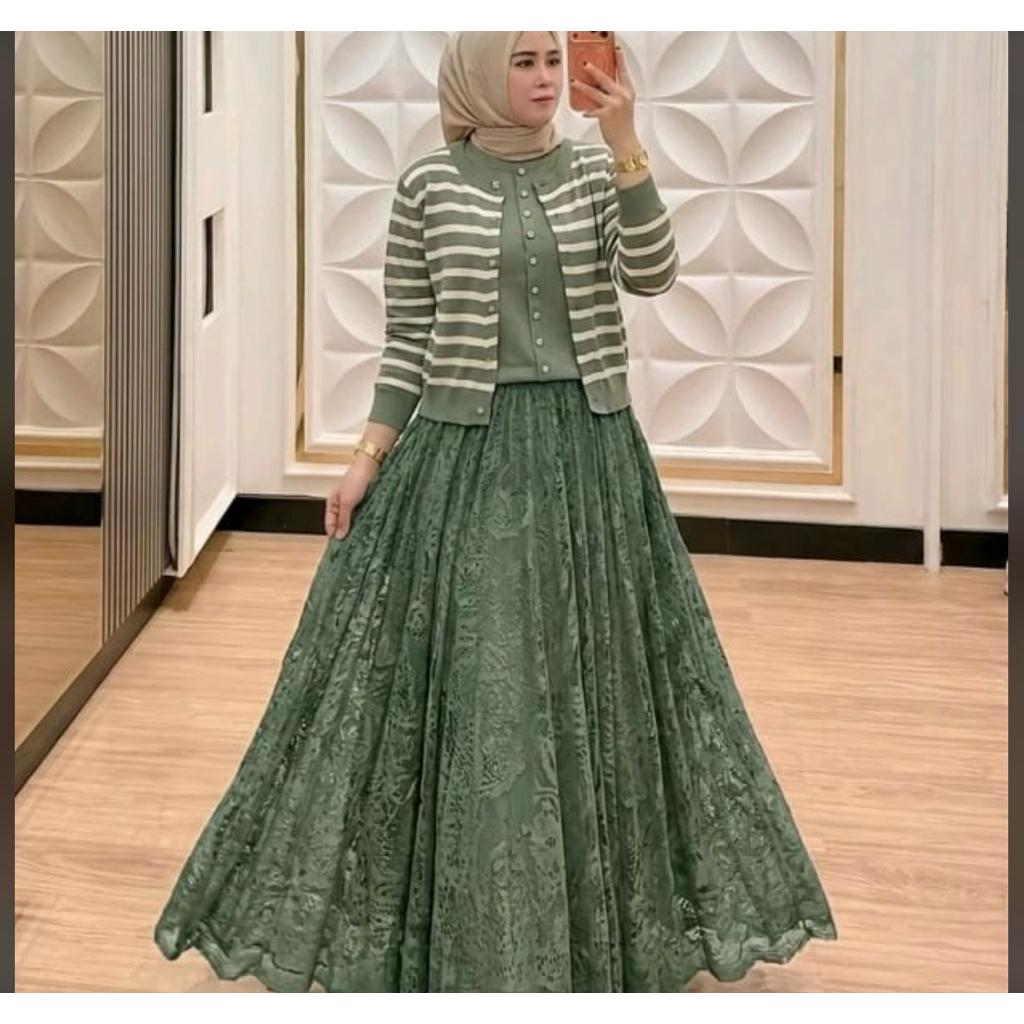 DRES Rajut Zra Women Mix Brukat Wanita Kekinian
