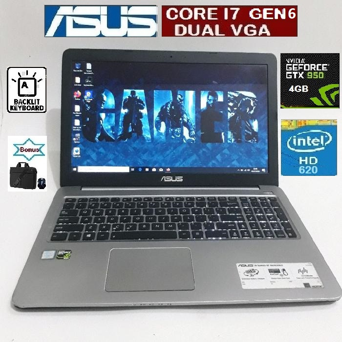 LAPTOP LAYAR LEBAR SSD 512GB RAM 16GB ASUS CORE I7 GAMING DESAIN EDITING