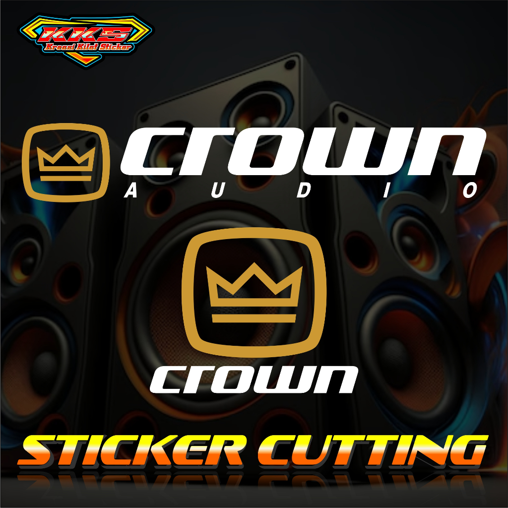 cutting sticker box hardcase sound system crown.stiker logo crown audio