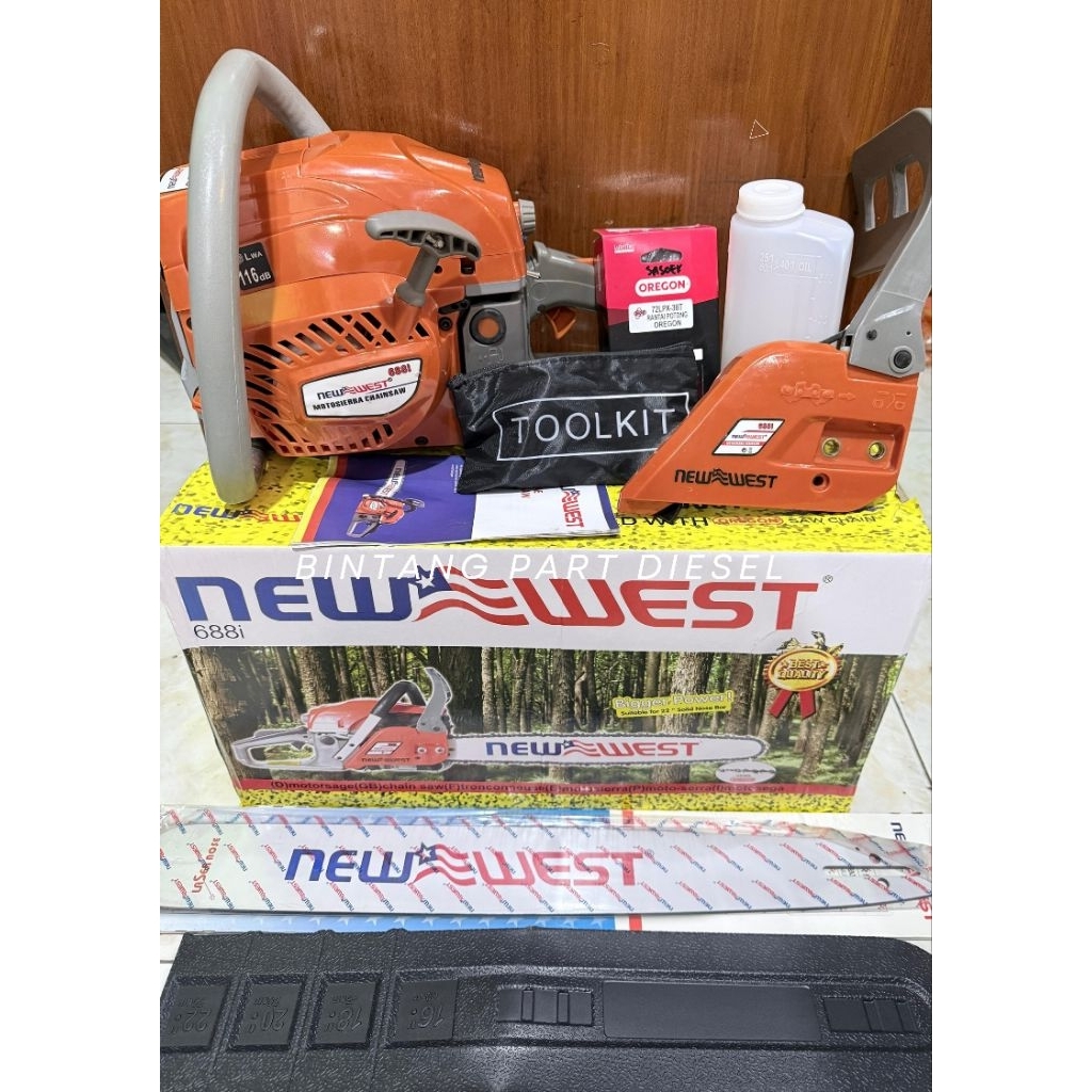 Senso Chainsaw new west 688i bar 22 inch komplit Mesin + Rantai + Bar + Toolkit New West