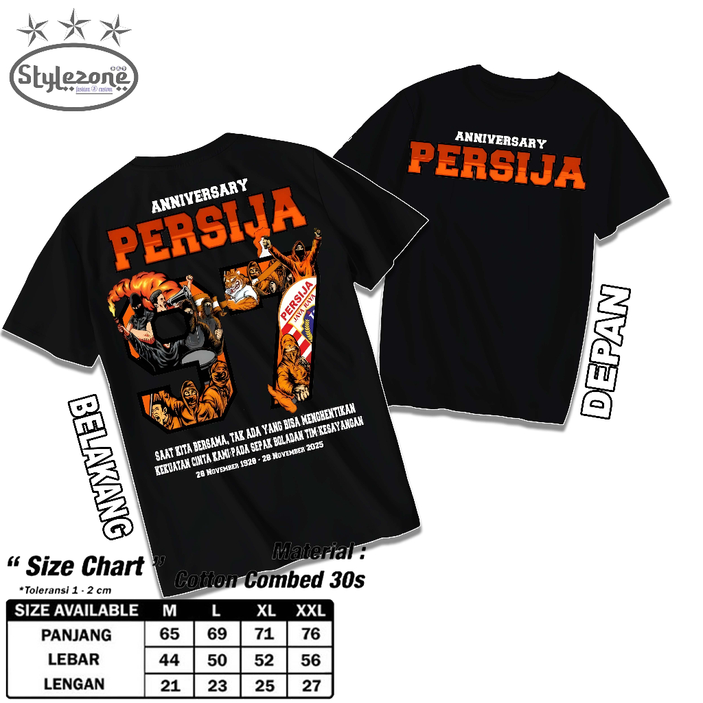 Kaos Anniversary Persija Jakarta Ke 97 Tahun Terbaru Cotton Combed 30s Kaos Casual Football Pria Dew