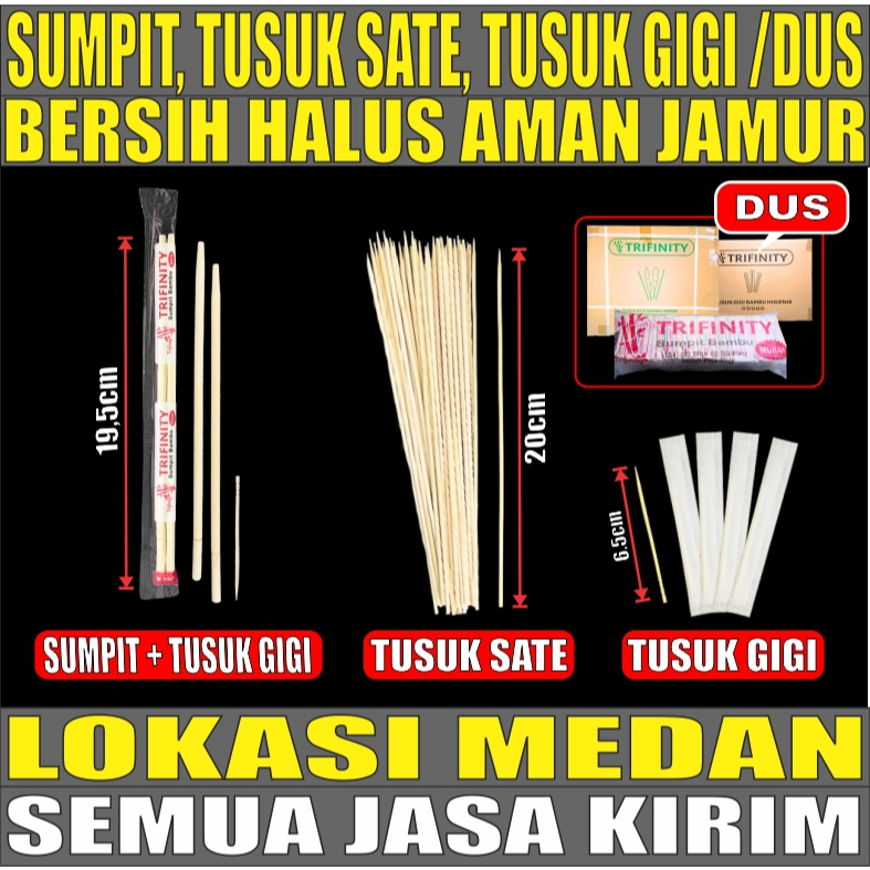 Sumpit Bambu Bersih Halus Kering Trifinity / Tusuk Gigi Higienis / Tusuk Sate Bambu Dus Js Krm Medan