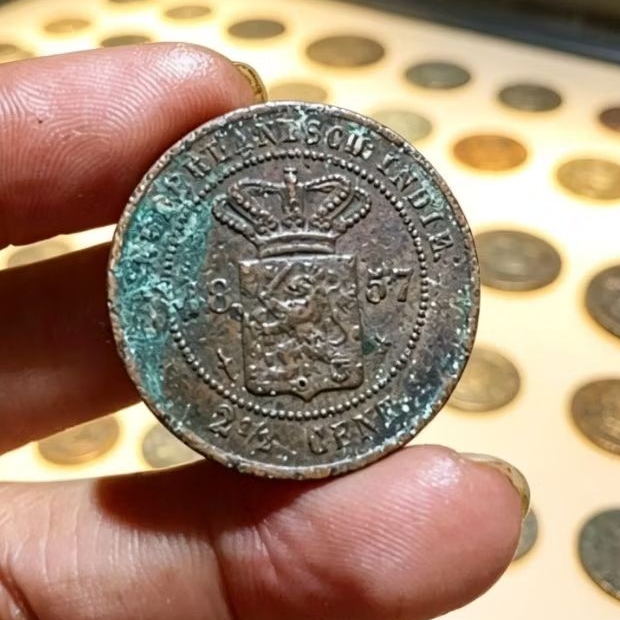 Koleksi koin benggol 2 1/2 Cent 1857