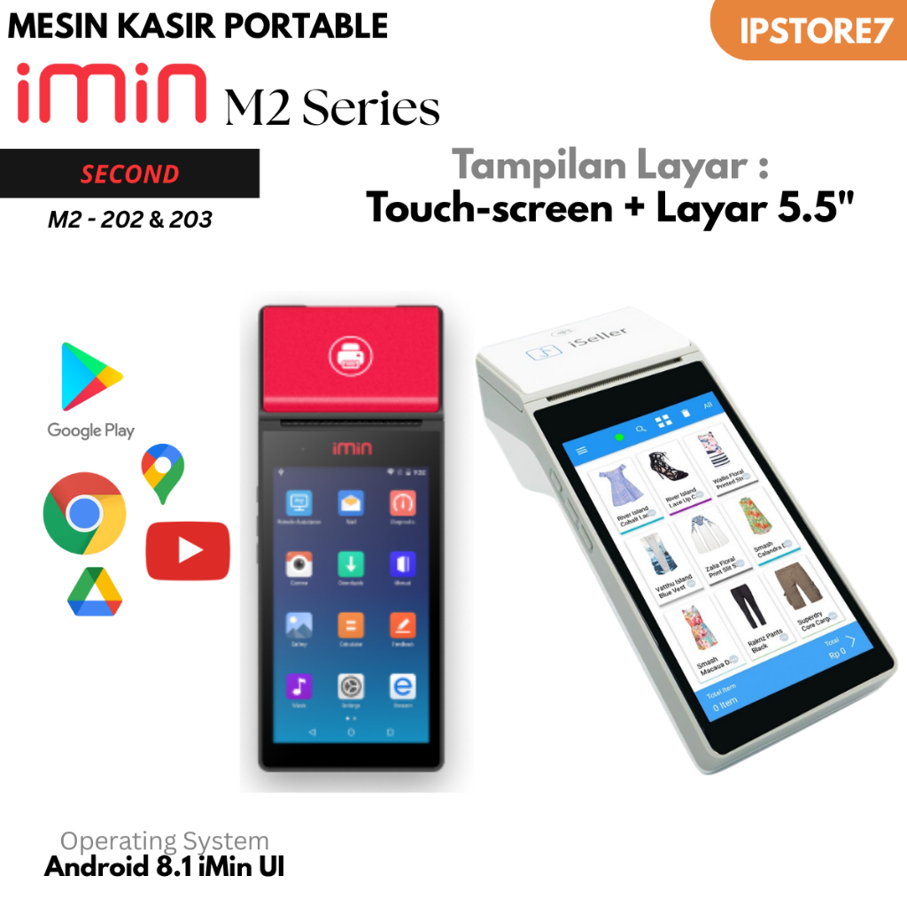 Mobile POS Android mesin kasir portable iMin M2 202 203 Support Playstore - Bukan Sunmi Bukan Advan 