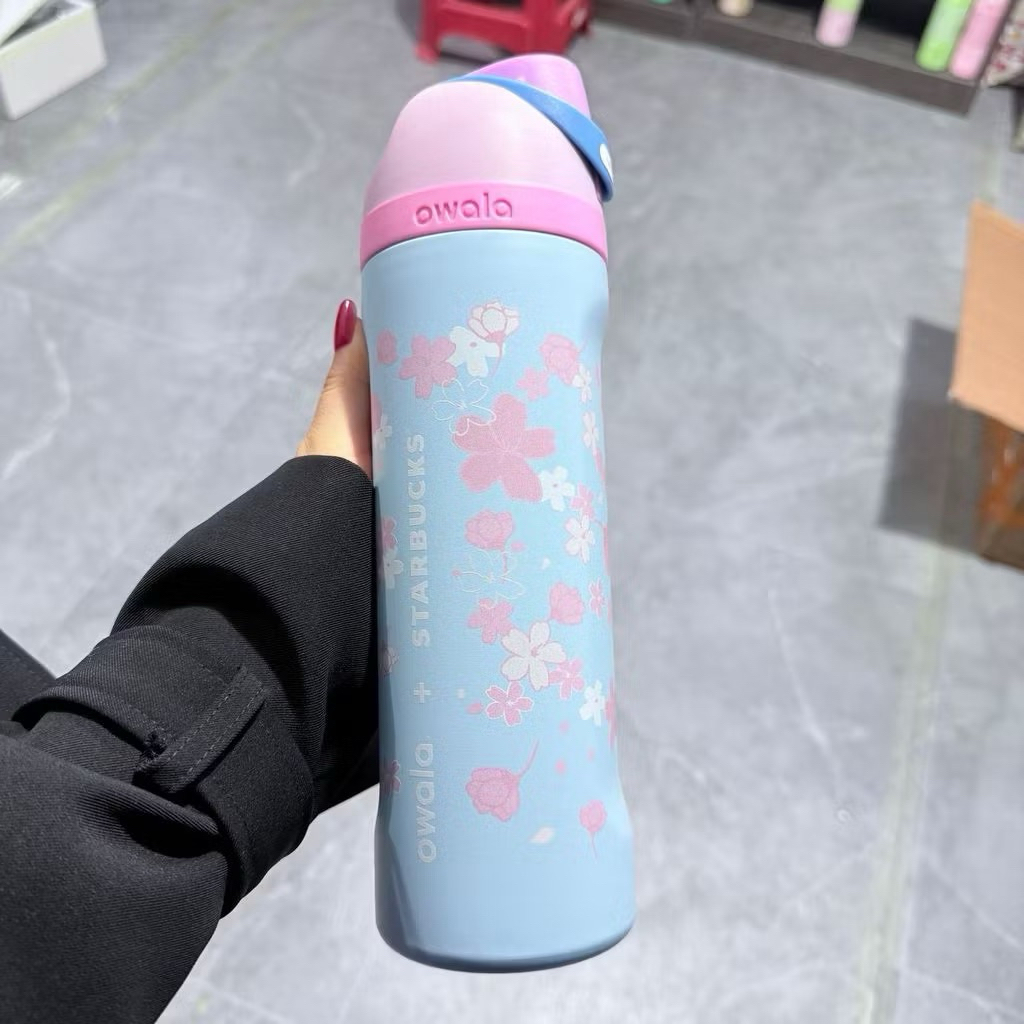 Starbucks x Owala Sakura Co-branded 24oz Stainless Steel Cup - Limited Edition Cherry Blossom Insula