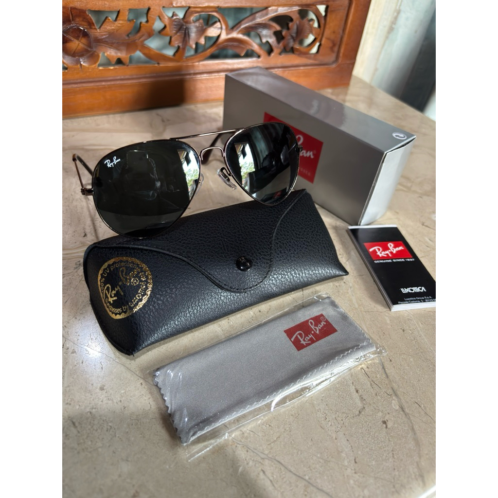 kacamata klasik ray-ban aviators sz 62 Frame coklat kaca hitam