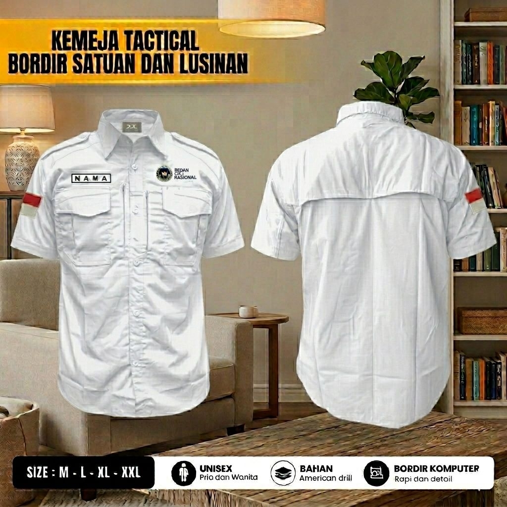 kemeja tactical bgn baju pdh tactical sppg putih oendek