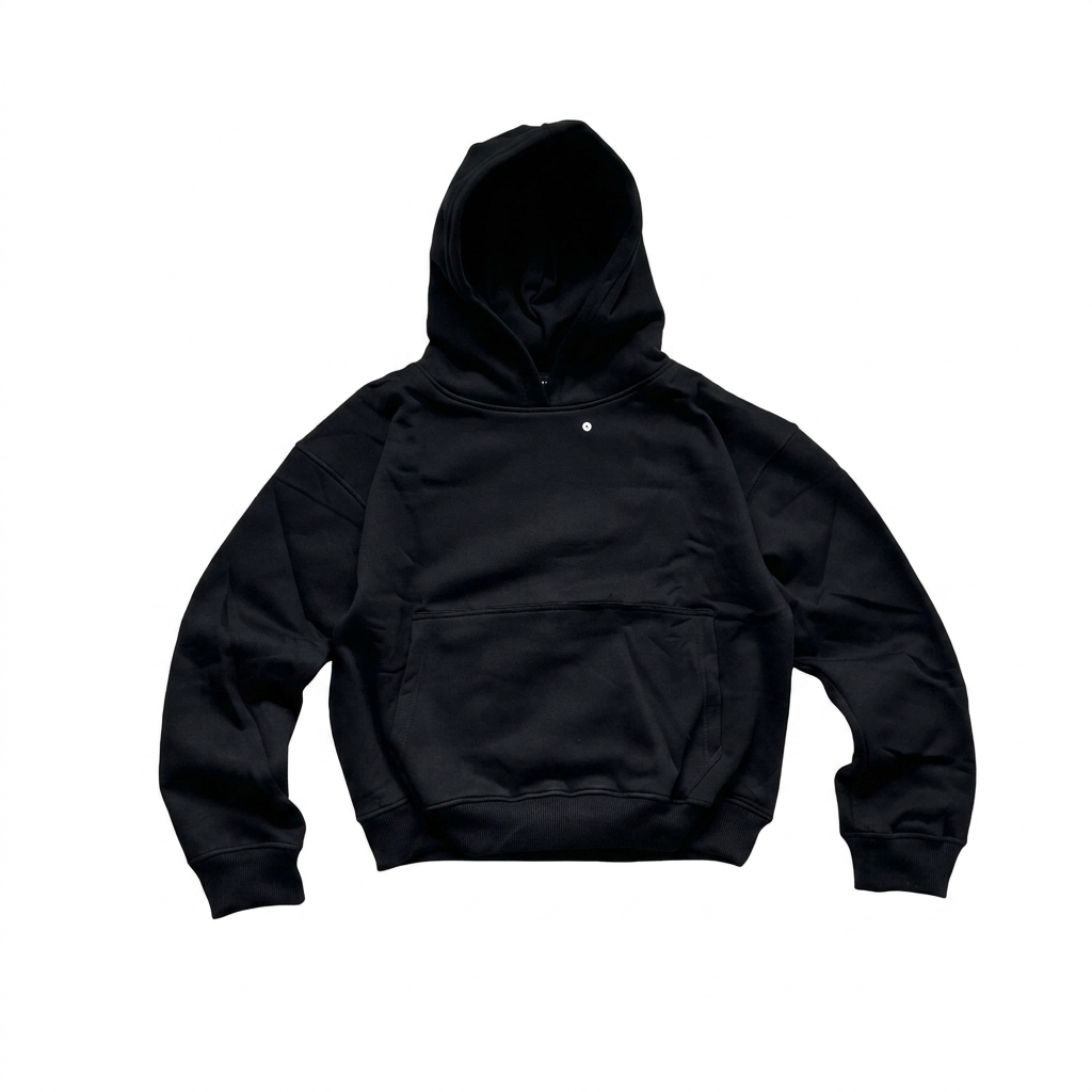 Jett Black Hoodie Boxy 330GSM Heavyweight Basic Oversized Cotton Fleece Unisex Boxyfit Cewe Cowo hod