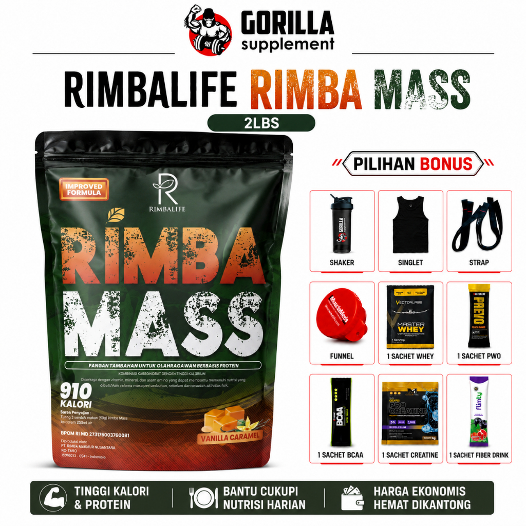 RIMBALIFE Rimba Mass 2lbs 900 Gram Rimbamass Gainer Bulking Susu Penambah Berat Badan