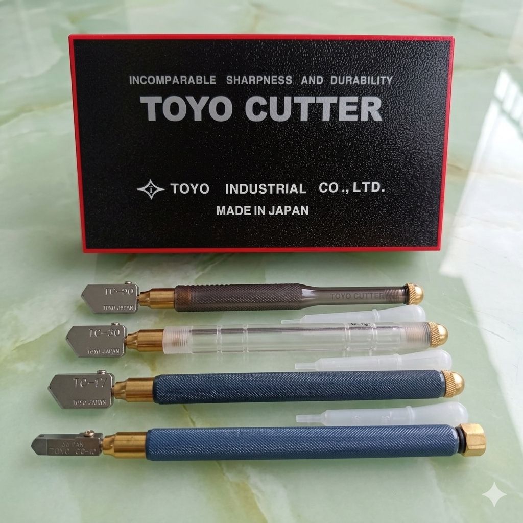 Toyo Glass Cutter TC-90 TC-30 TC-17 TC-10 Set Original Jepang Alat Potong Kaca Tajam Pisau Potong Ke