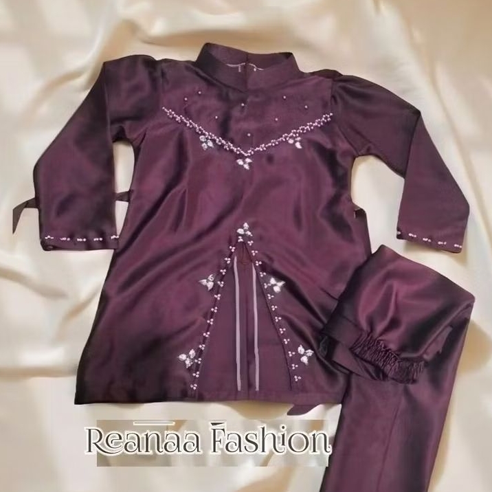 one set elliza baju kurung melayu anak perempuan baju kondangan desain payet mutiara
