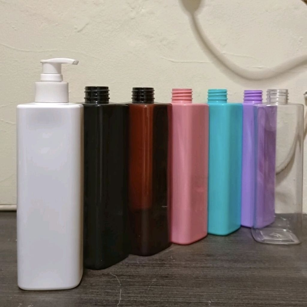 Botol Pump 500ml Kotak / Botol Pet 500ml Model Kotak Tutup Pump Lotion