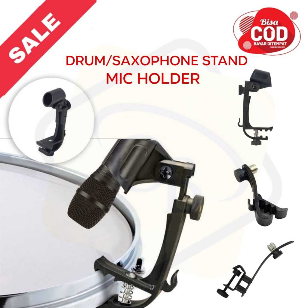 Stand mic clip holder clamp drum saxophone - penjepit drum