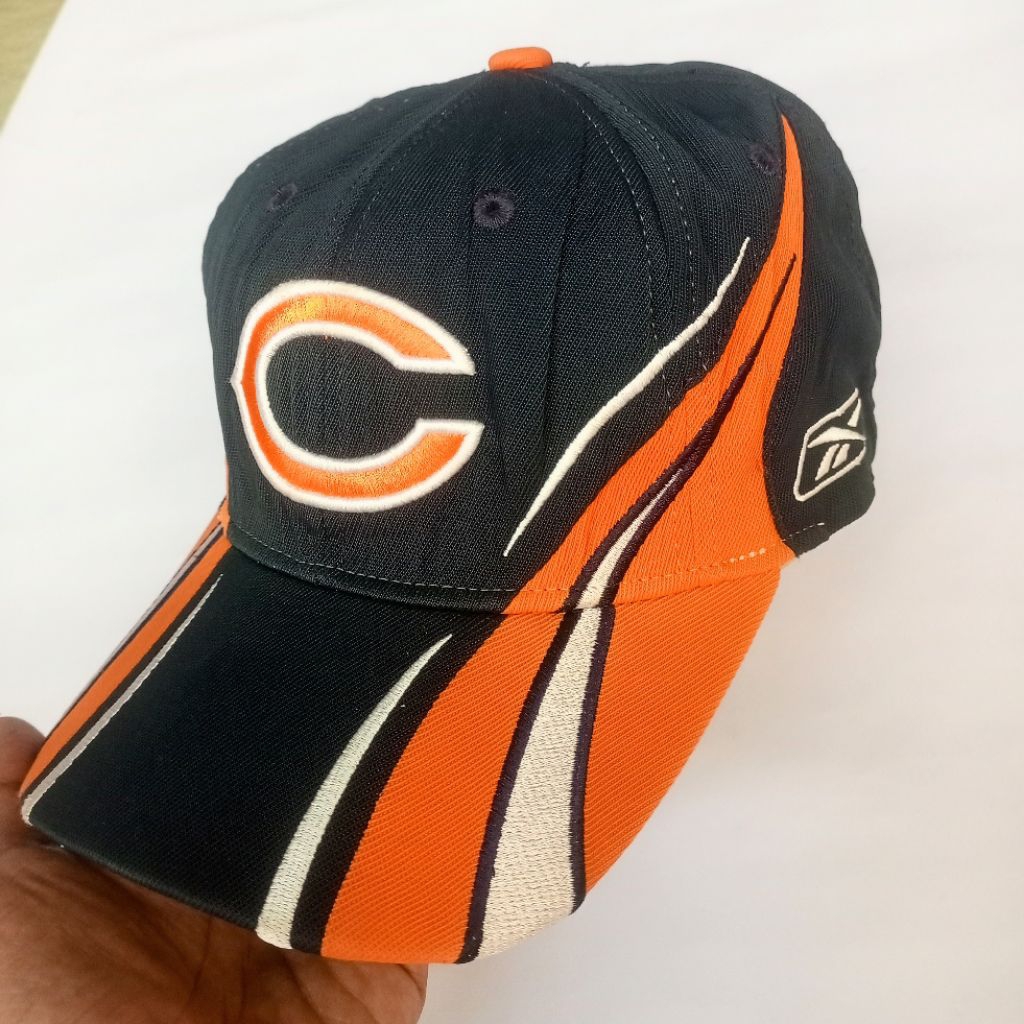 Topi Second Original Chicago Bears C NFL Racing Stripes Rbk Snapback Navy Orange