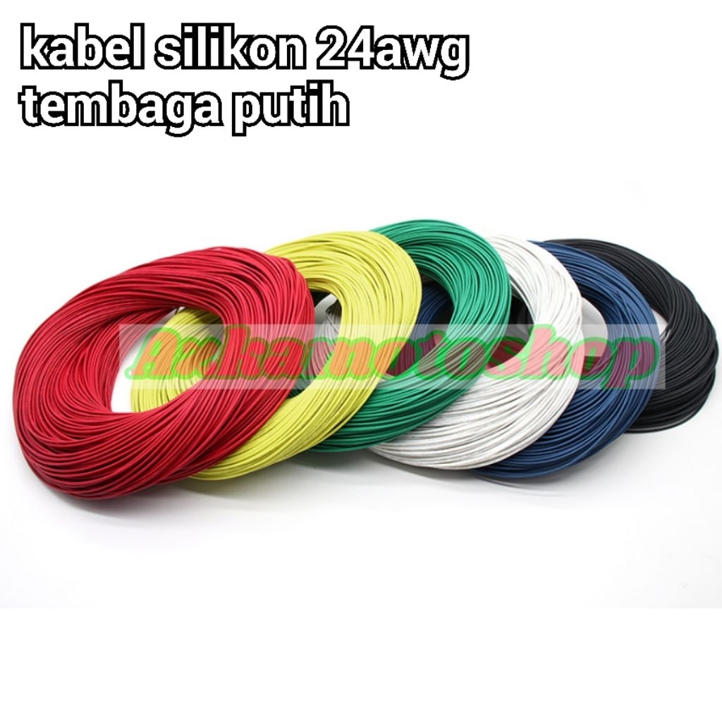 silicon cable 24 awg Serabut putih kabel silikon awag 24 Serabut putih