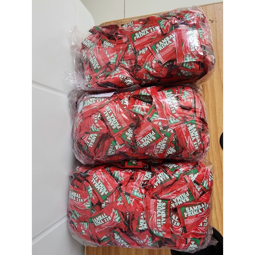 Saos Sambal Prima Extra Pedas 3 Pack (600 sachet) / Saus Sambal Prima 118 / Saus Sambal Prima Merah