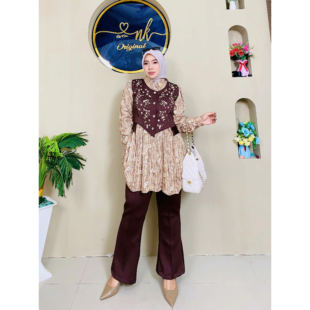 Setelan Celana Wanita Muslim ARISYA By NK Original, Baju Dewasa Bisa Couple Ibu dan Anak