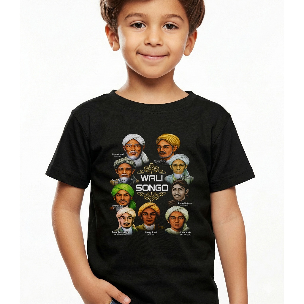 ( KAOS ANAK ) WALI SONGO / WALISONGO / SUNAN GRESIK / SUNAN KALIJAGA Baju Distro Tebal Nyaman 24s