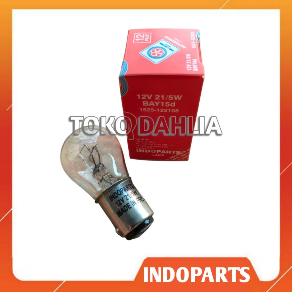 Indoparts Stop Lamp 1525-122105 / Bulb / Bohlam Stop / Bohlam Belakang Motor 12V-21/5W 1pcs
