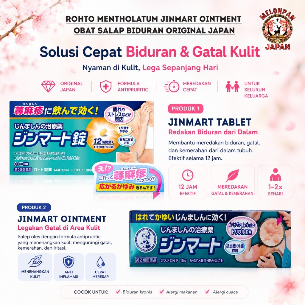 Rohto Mentholatum Jinmart Jepang, Obat Biduran Jepang, Obat Alergi Kulit Jepang, Obat Gatal Jepang, 