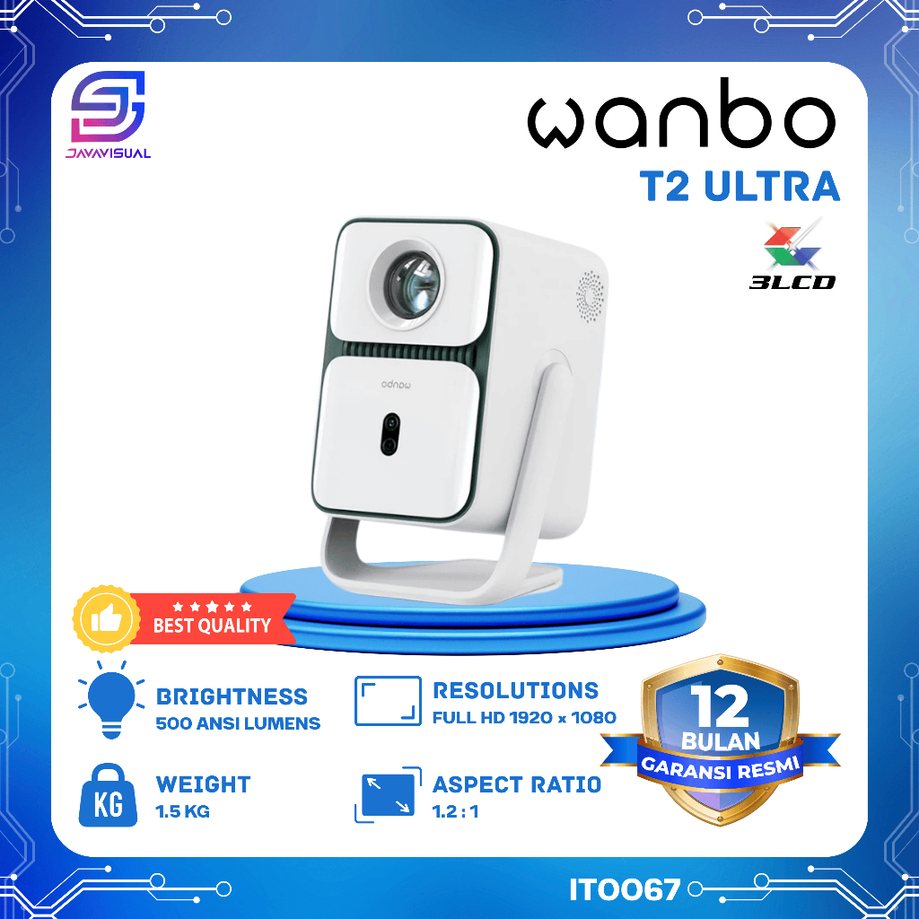 Wanbo T2 Ultra Proyektor Android TV 1080p 500ANSI Lumens Putih
