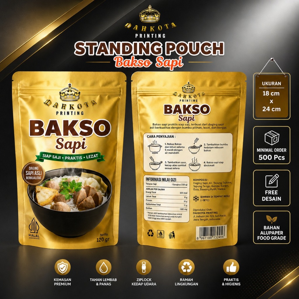 Mahkota Kemasan - Kemasan Standing Pouch Custom  Ziplock/Non Ziplock