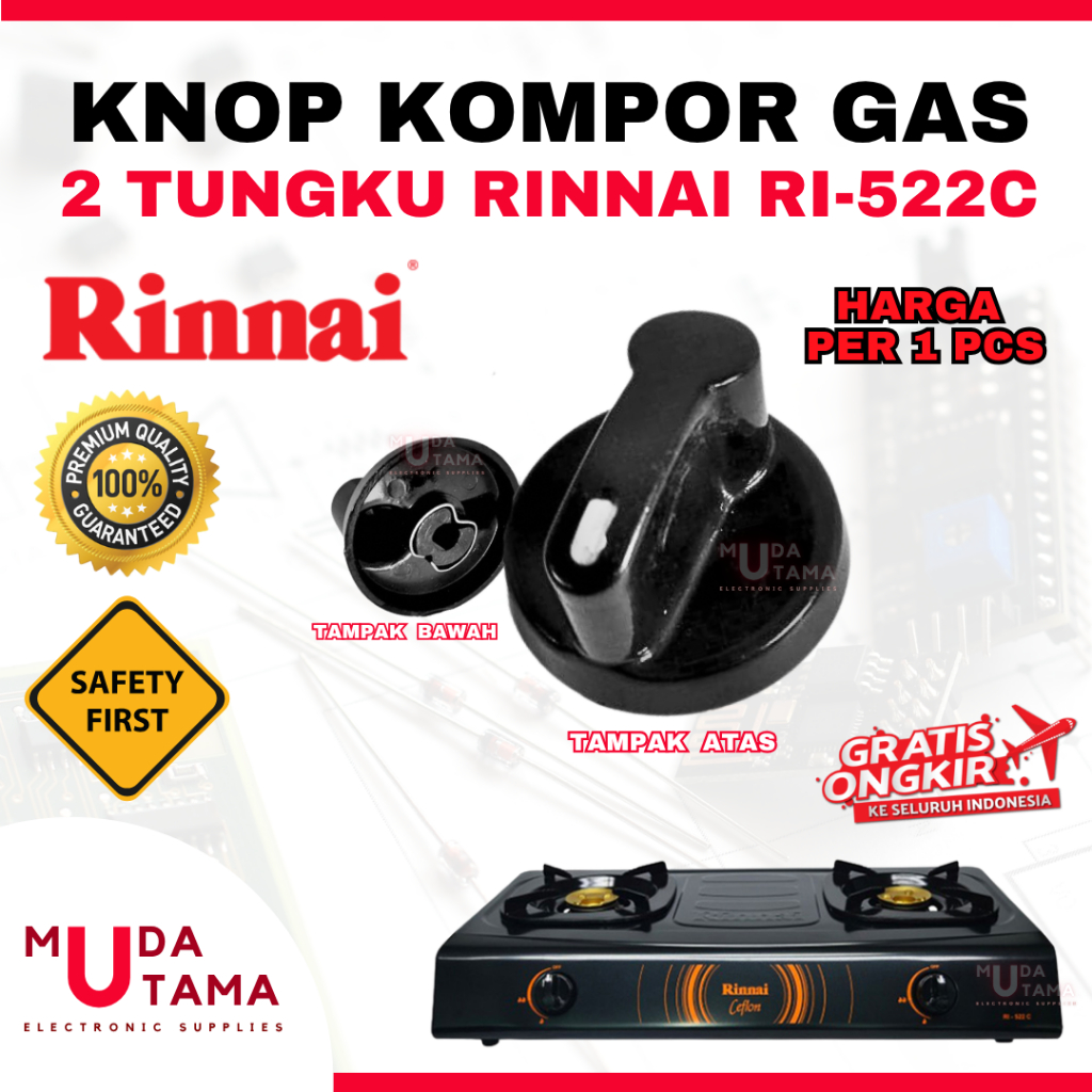 Knop Kompor Gas RINNAI RI-522C - Putaran Kompor Gas RINNAI RI-522C - Sparepart Kompor Gas RINNAI RI-