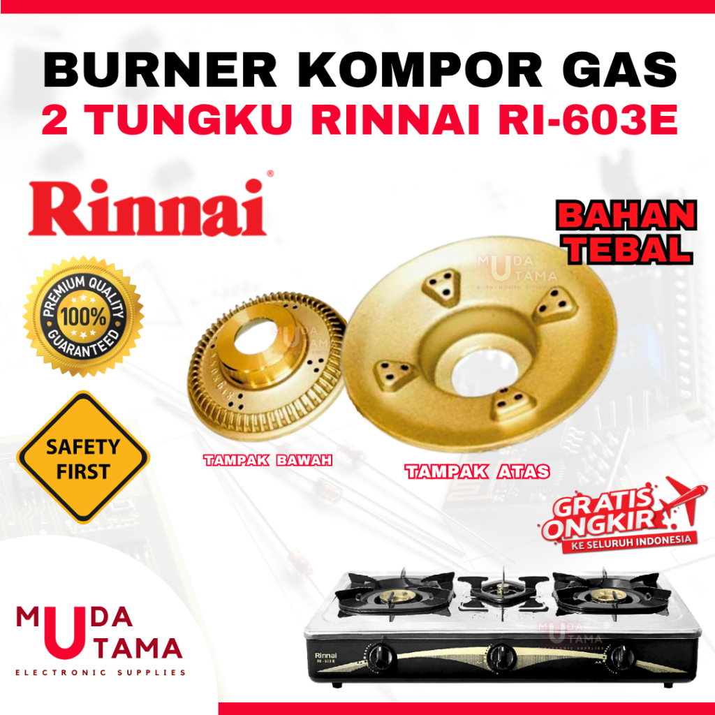 Burner Kompor Gas RINNAI RI-603E - Kuningan Kompor Gas RINNAI RI-603E - Sparepart Kompor Gas RINNAI 