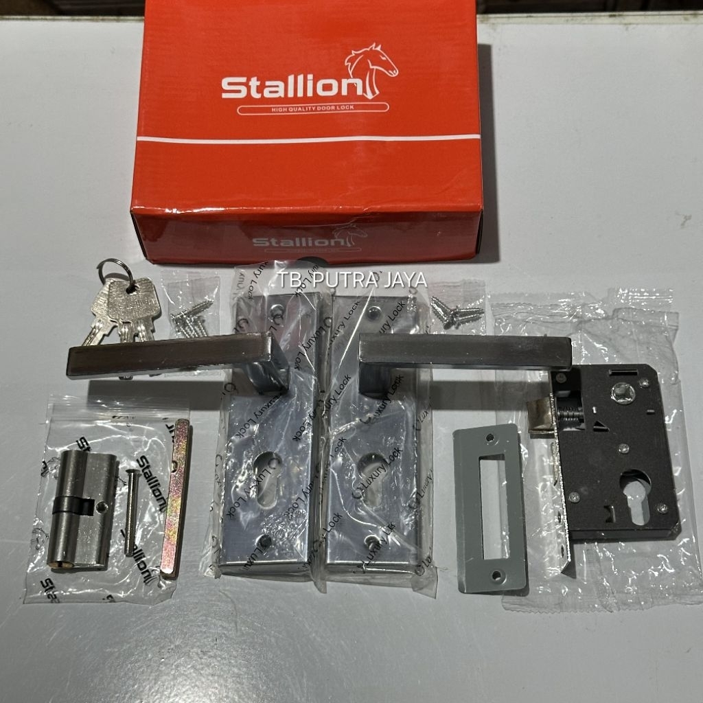 Kunci Pintu Kecil Stallion Set Siap Pakai Model Kotak Minimalis / Pegangan Kunci Kamar Minimalism Mo