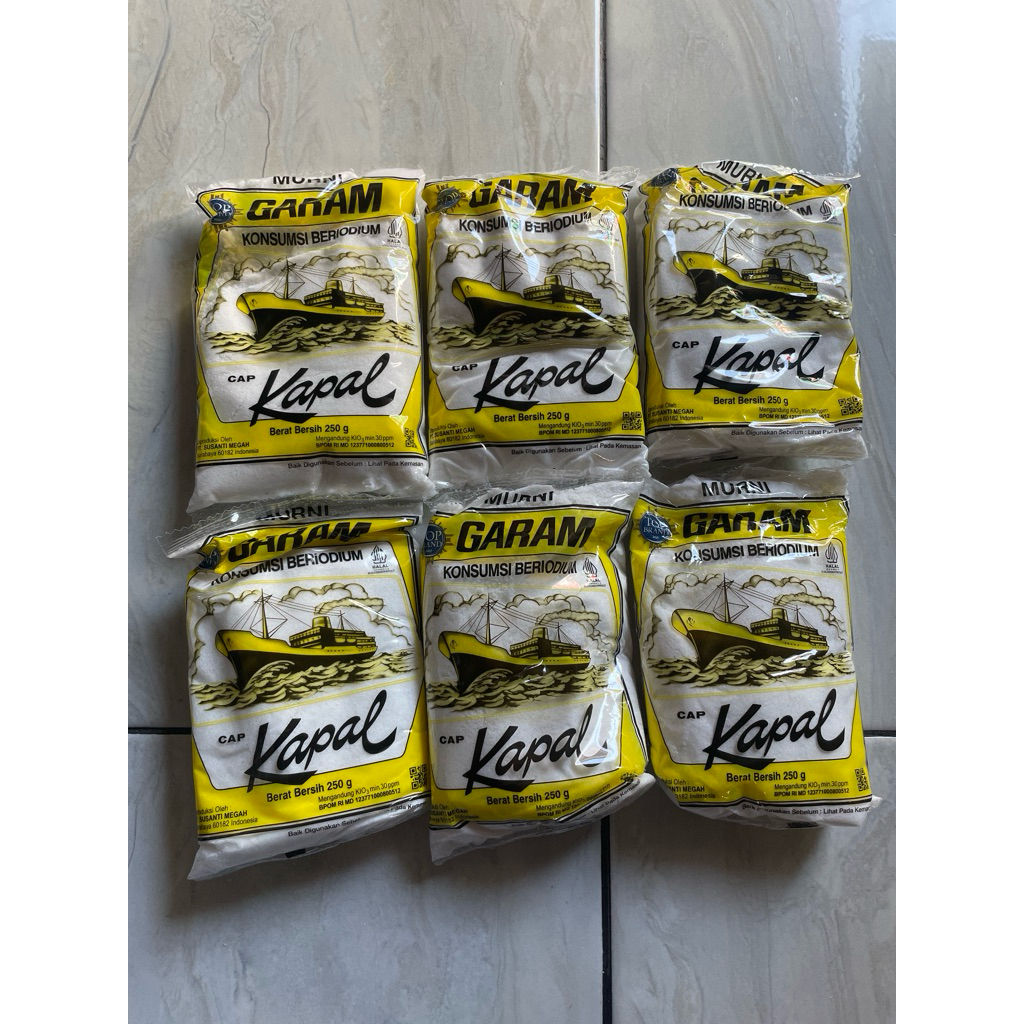 [6pcs] Garam Beryodium Cap Kapal 250g - Garam Dapur Beryodium Praktis untuk Memasak