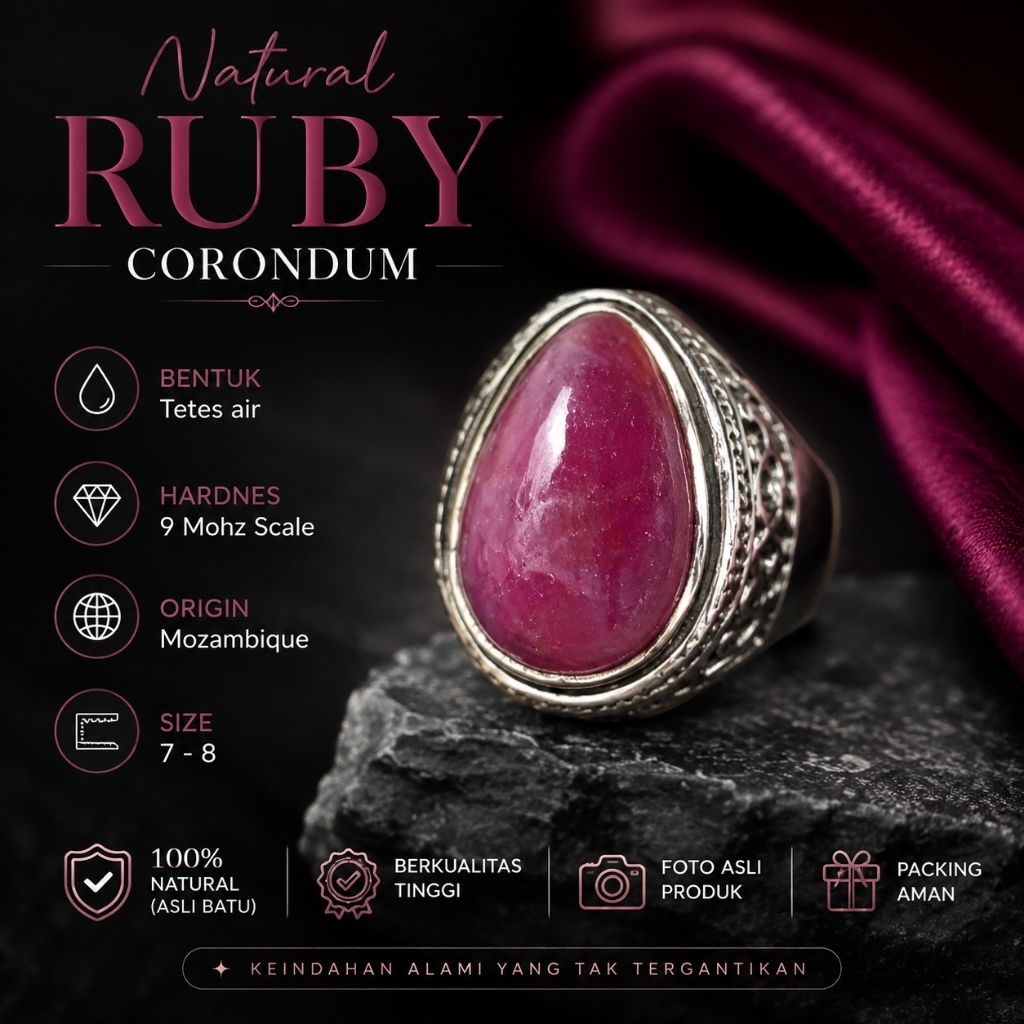 NATURAL RUBY CORONDUM RUBY TETES AIR big size jumbo