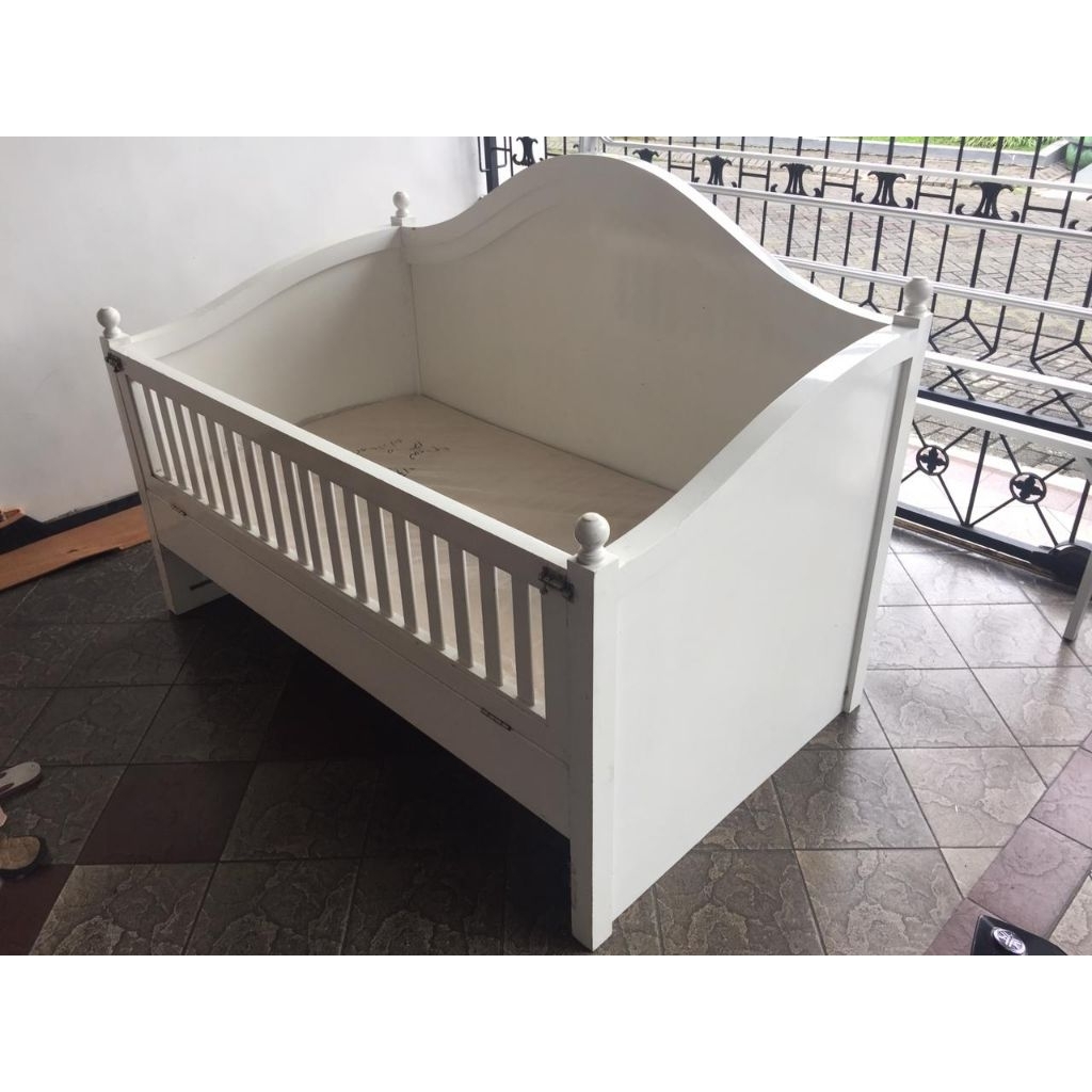 PRELOVED Box Bayi Kayu Premium Convertible + Kasur