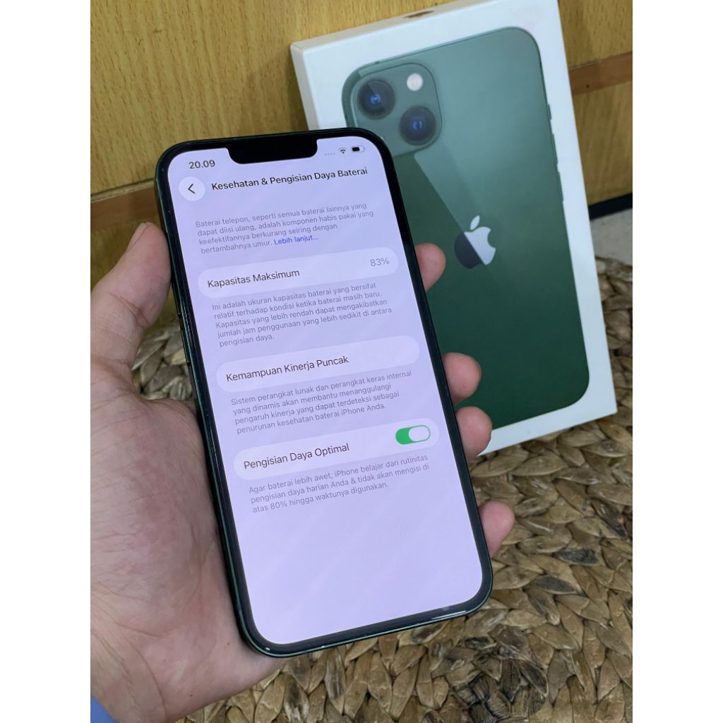 iphone 13 128gb ibox fullset hb83% full original. no minus siap pakai