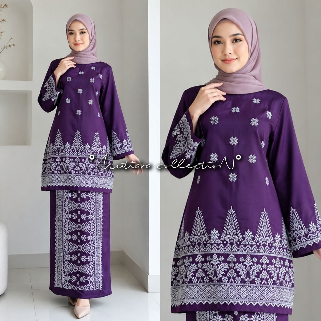 SETELAN BAJU KURUNG BORDIR SONGKET PUCUK REBUNG