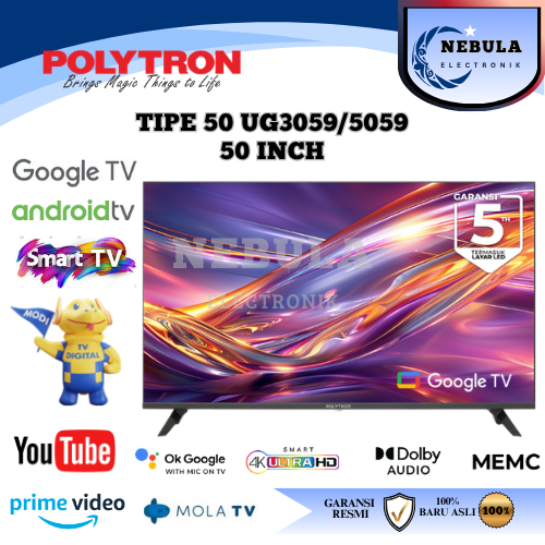 POLYTRON SMART CINEMAX EQLED 50 INCH- PLD 50QG3059 / GOOGLE TV POLYTRON 50 INCH NEW SERIES