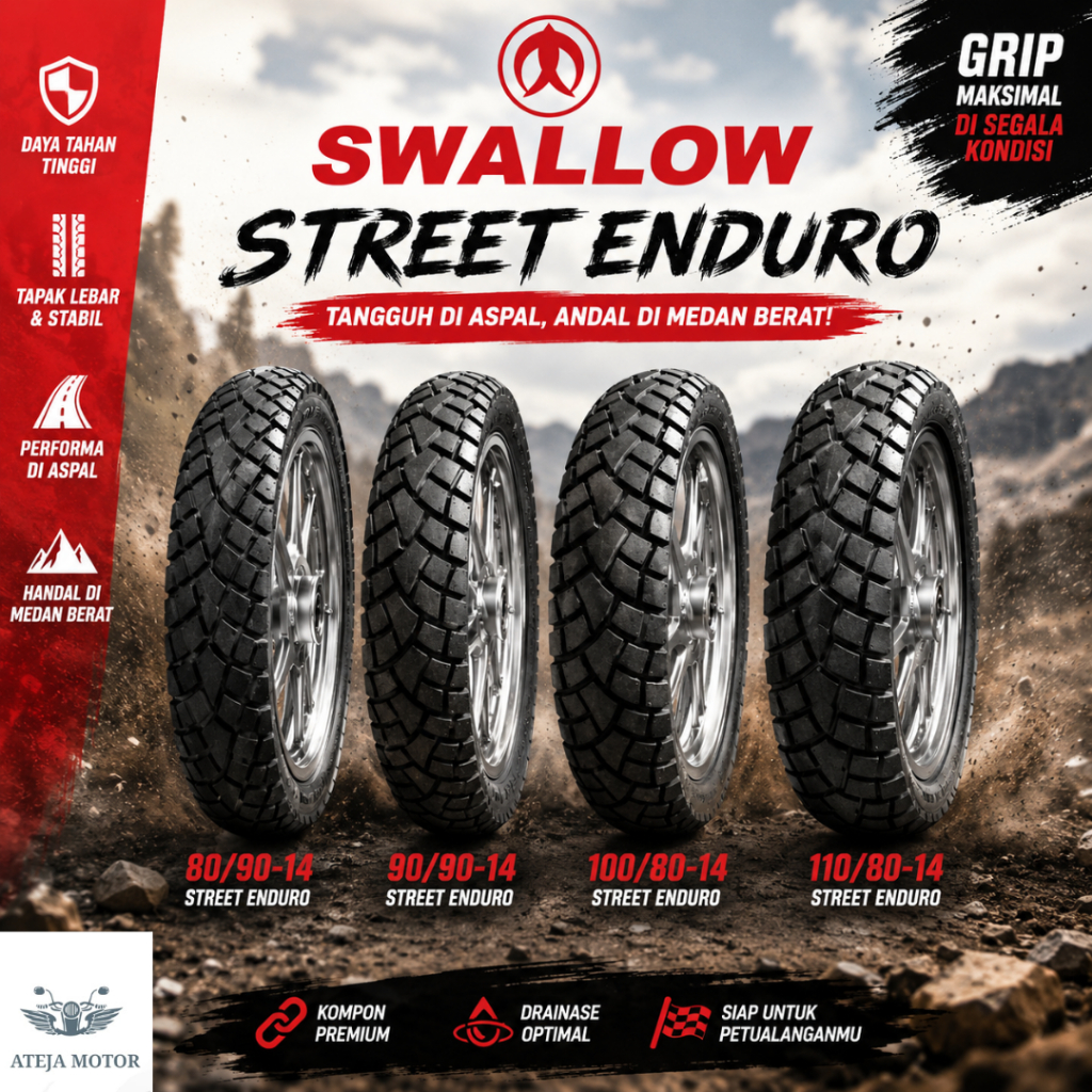 Ban Ring 14 Ban Motor Ring 14 Swallow Street Enduro 80/90-14 90/90-14 100/80-14 110/80-14 Ban Tubele