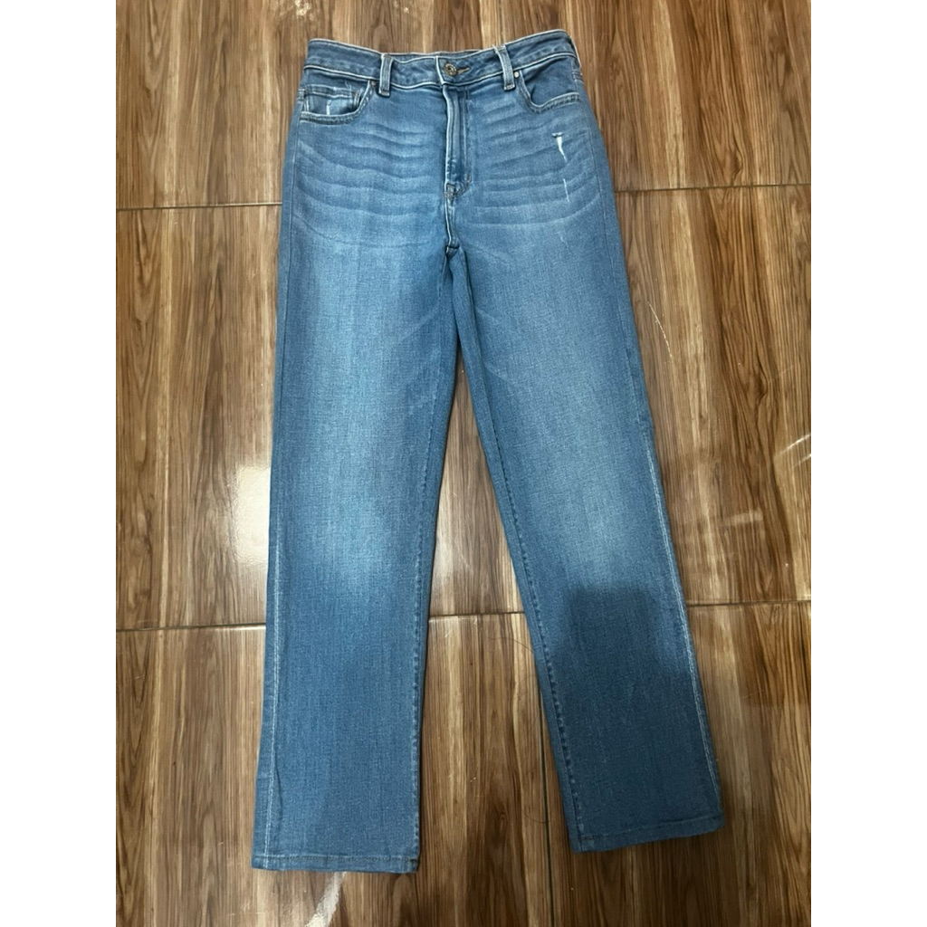 3second-celana mom jeans denim blue
