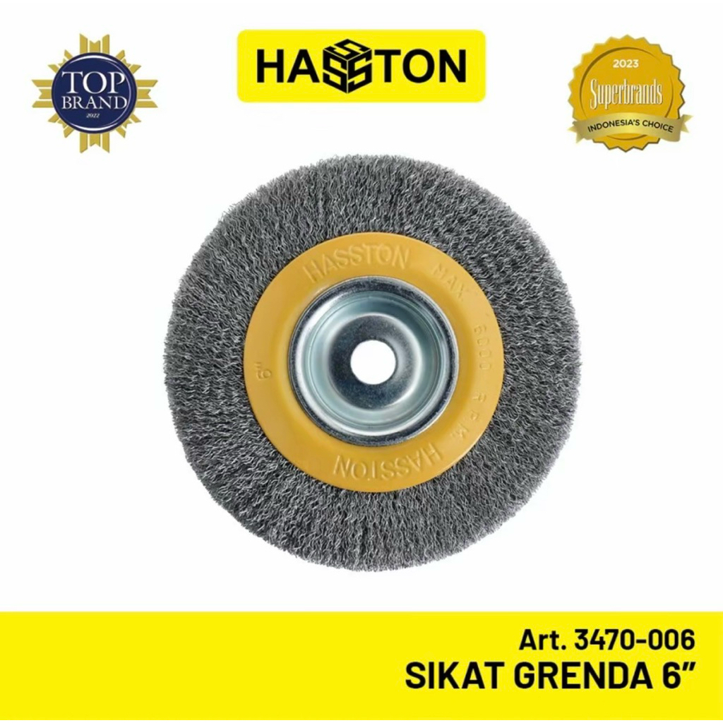 Hasston Prohex Sikat Baja Kawat Gerinda Duduk Flat Brush Wheel Grenda 4" 6"