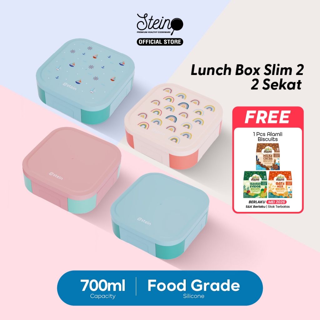 STEIN Lunch Box Stainless 304 Slim 2 - Kotak Makan Stainless 2 Sekat 700ml
