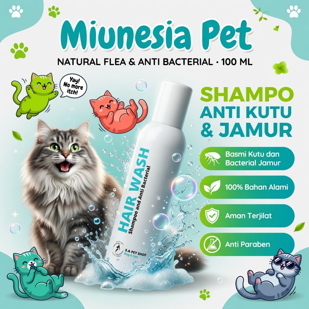 Sampo Kucing Anti Kutu dan Jamur Paling Ampuh Obat Jamur Kucing Scabies Ringworm & Kutu Anabul 100ml