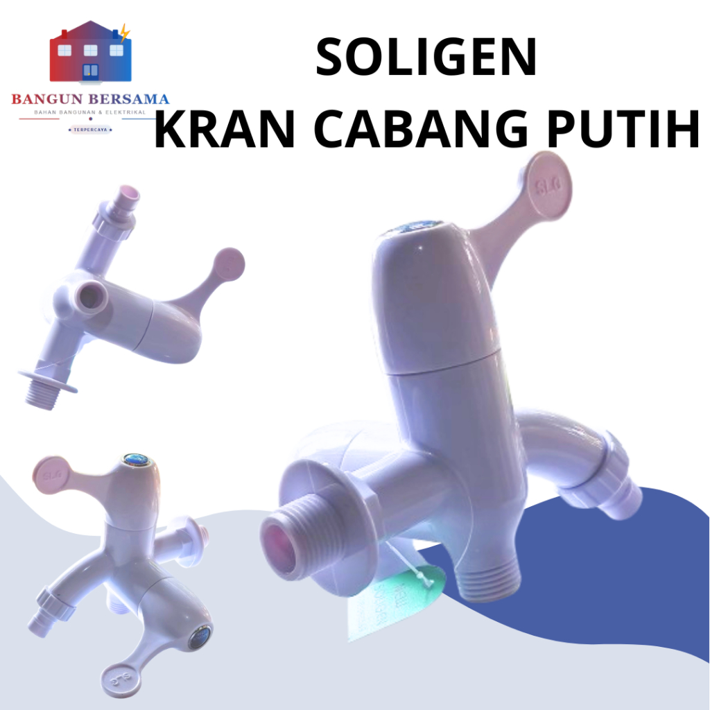 Kran Cabang PVC New Soligen Kran Air 2 Jalur Kran Dua Arah Stop Kran Plastik