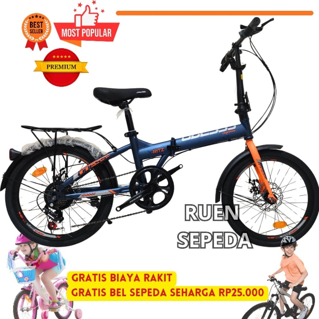 Sepeda Lipat Odessy Ritz 16 Inch dan 20 Inch 7 Speed Cakram