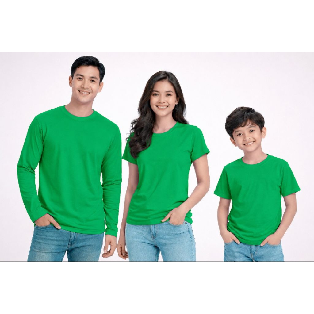 KAOS POLOS HIJAU FUJI 30S ANAK/DEWASA PENDEK