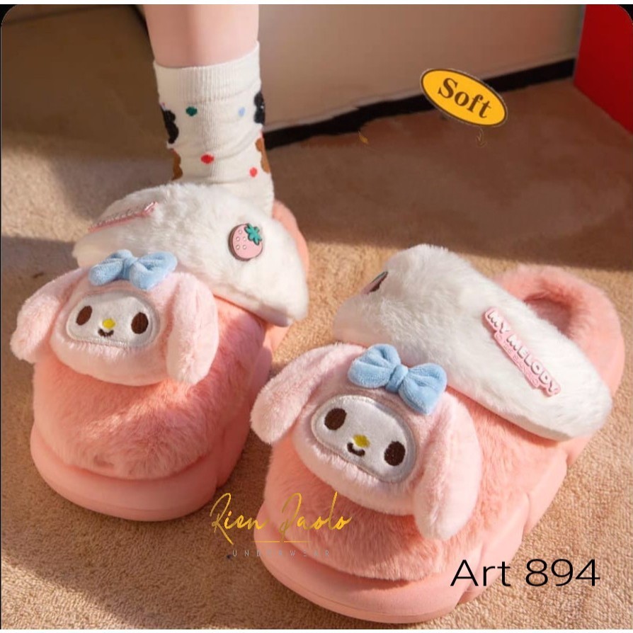 Sandal Bulu - Sendal Rumah - Slippers Cinnamoroll / Kuromi / Melody Rien Paolo Premium 893
