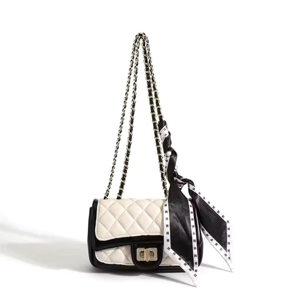 Tas selempang Wanita Hitam Putih Impor