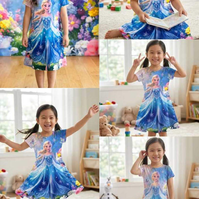 Dress anak perempuan Karakter Frozen 44/ Usia 1 Tahun Sampai Dewasa